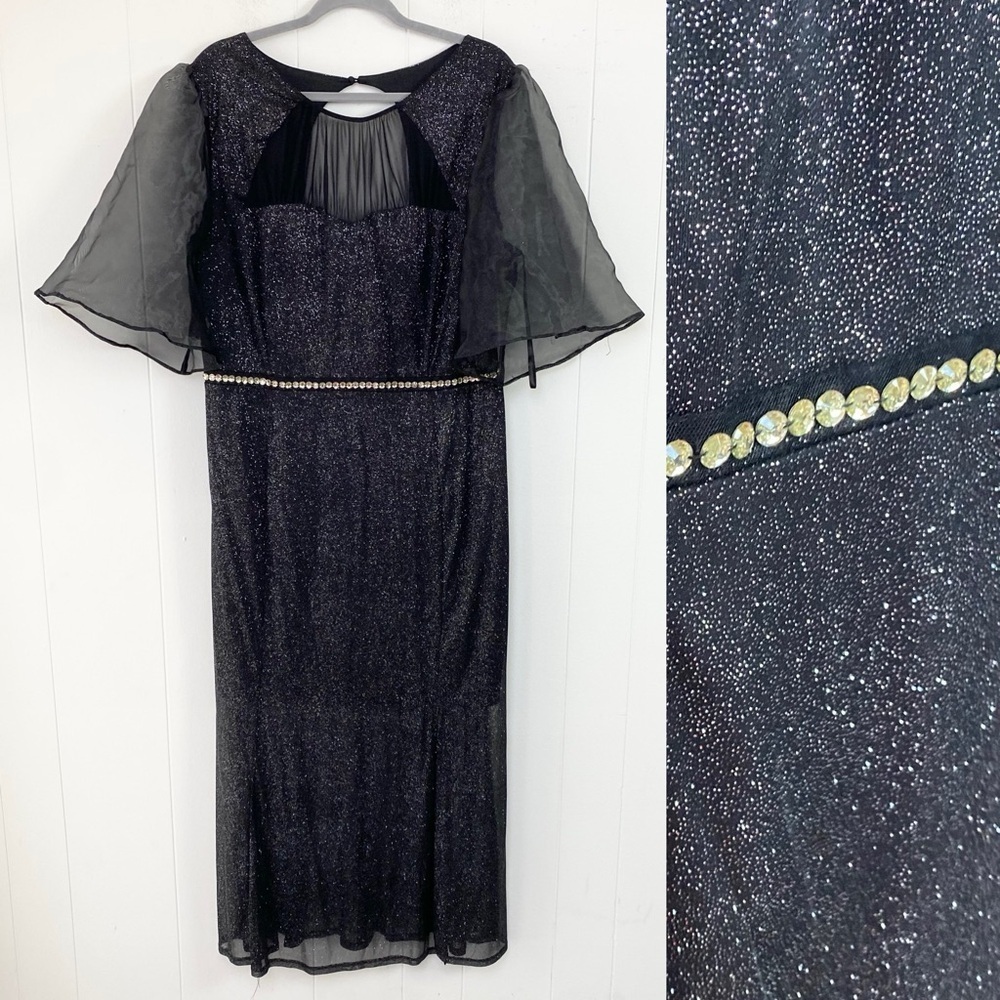 Women’s Plus Size Enfocus Women Black‎ Sparkle Formal Midi Dress Size 20W